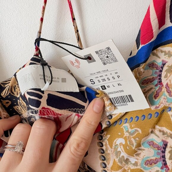 Zara Patchwork Print Midi Dress NWT Size Small - Picture 10 of 11